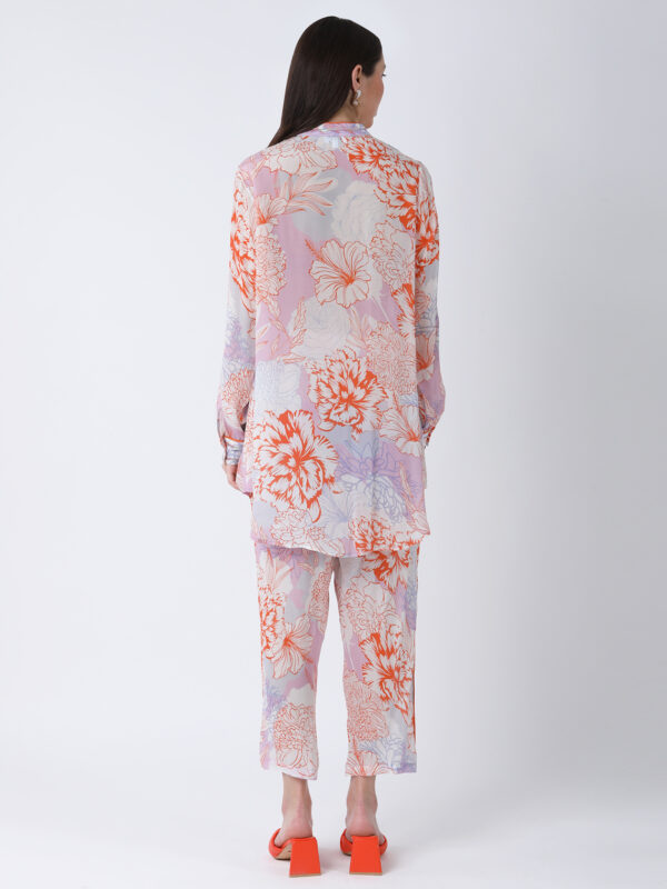 ORANGE FLEUR VISCOSE CREPE PRINTED TUNIC SET