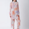 ORANGE FLEUR VISCOSE CREPE PRINTED TUNIC SET