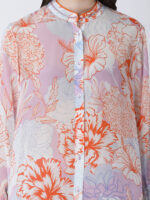 ORANGE FLEUR VISCOSE CREPE PRINTED TUNIC SET