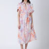 ORANGE FLEUR VISCOSE CREPE PRINTED SHIRT DRESS
