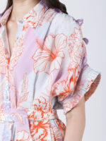 ORANGE FLEUR VISCOSE CREPE PRINTED SHIRT DRESS