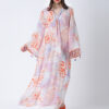ORANGE FLEUR VISCOSE CREPE PRINTED KAFTAN