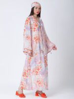 ORANGE FLEUR VISCOSE CREPE PRINTED KAFTAN