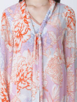 ORANGE FLEUR VISCOSE CREPE PRINTED KAFTAN
