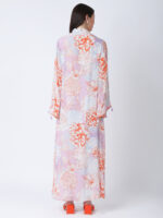 ORANGE FLEUR VISCOSE CREPE PRINTED KAFTAN