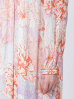 ORANGE FLEUR VISCOSE CREPE PRINTED LONG DRESS