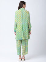 YELLOW/GREEN TUREG PRINTED VISCOSE CREPE TUNIC SET