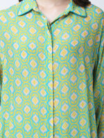 YELLOW/GREEN TUREG PRINTED VISCOSE CREPE TUNIC SET