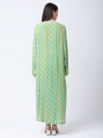 YELLOW/GREEN TUREG PRINTED VISCOSE CREPE TUNIC SET