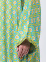 YELLOW/GREEN TUREG PRINTED VISCOSE CREPE TUNIC SET