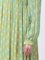 YELLOW/GREEN TUREG PRINTED GEORGETTE LUREX LONG DRESS