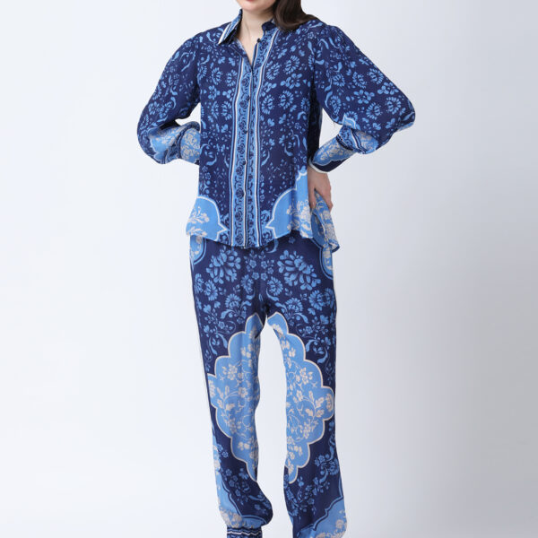 INDIGO MEHARAB PRINTED VISCOSE CREPE CORD SET