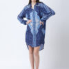 INDIGO MEHARAB PRINTED VISCOSE CREPE SHIRT DRESS