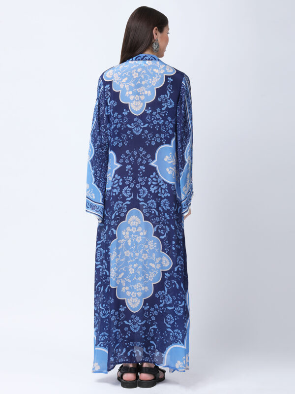 INDIGO MEHARAB PRINTED VISCOSE CREPE KAFTAN