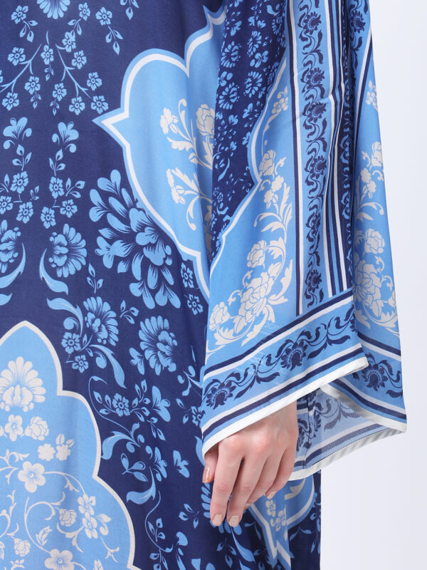 INDIGO MEHARAB PRINTED VISCOSE CREPE KAFTAN