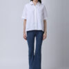PEARL WHITE COTTON POPLIN BACK OPEN LOOSE SHIRT