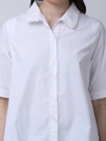 PEARL WHITE COTTON POPLIN BACK OPEN LOOSE SHIRT