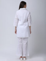 PEARL WHITE COTTON SCHIFFLEY EMBROIDERED TUNIC SET