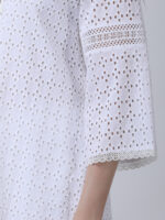PEARL WHITE COTTON SCHIFFLEY EMBROIDERED TUNIC SET