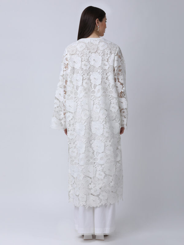 PEARL WHITE COTTON SCHIFFLEY EMBROIDERED TUNIC SET