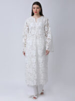 PEARL WHITE COTTON SCHIFFLEY EMBROIDERED TUNIC SET