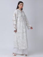 PEARL WHITE COTTON SCHIFFLEY EMBROIDERED TUNIC SET