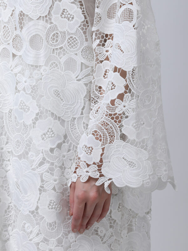 PEARL WHITE COTTON SCHIFFLEY EMBROIDERED TUNIC SET